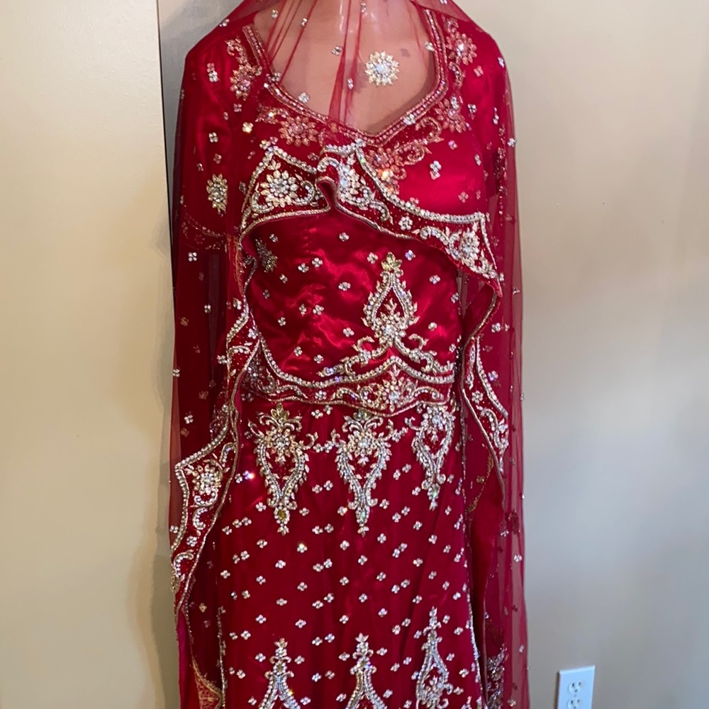 Red lehenga